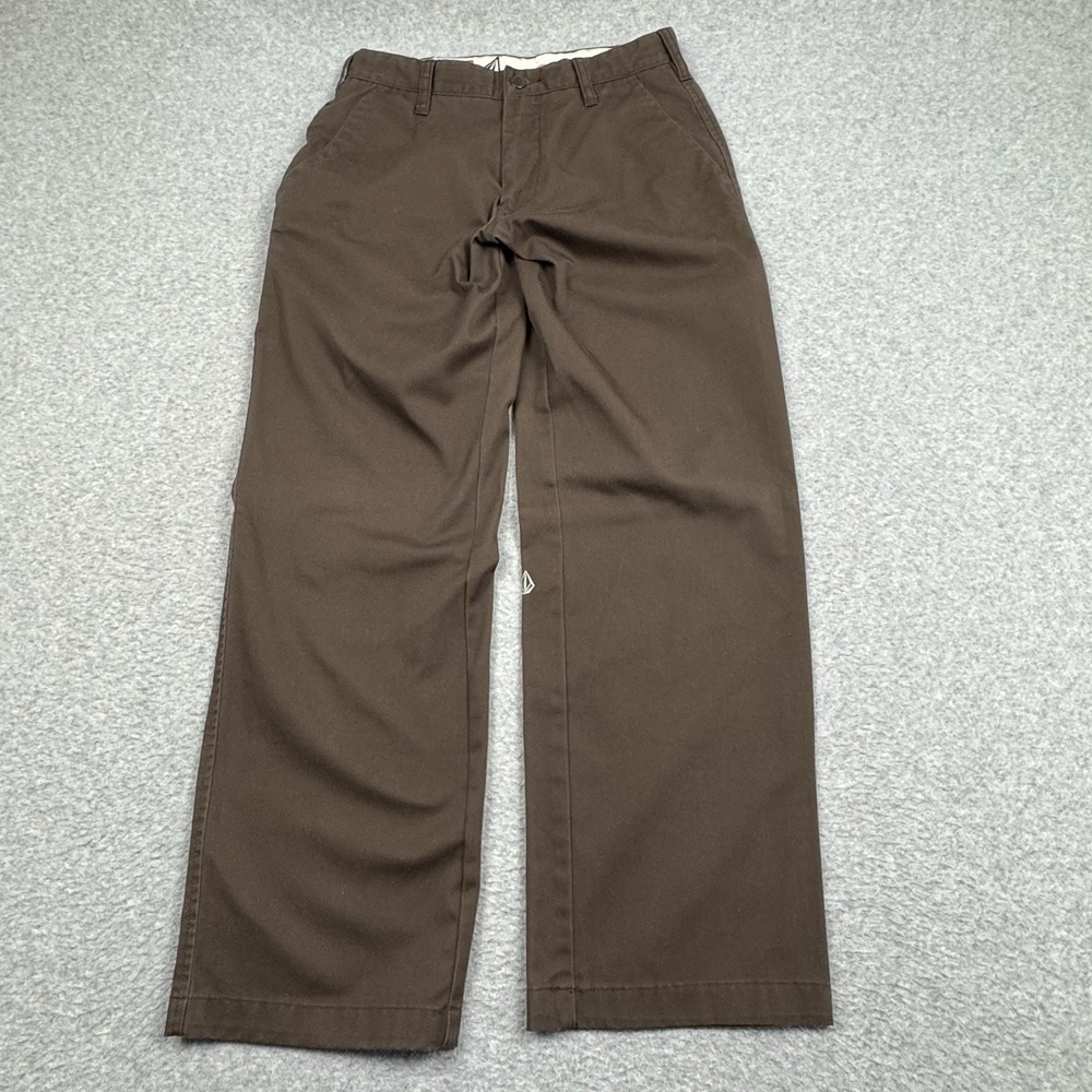 Volcom Stone Chino Pants Mens 29x30 Relaxed Fit Brown Embroidered‎ Logo Skate